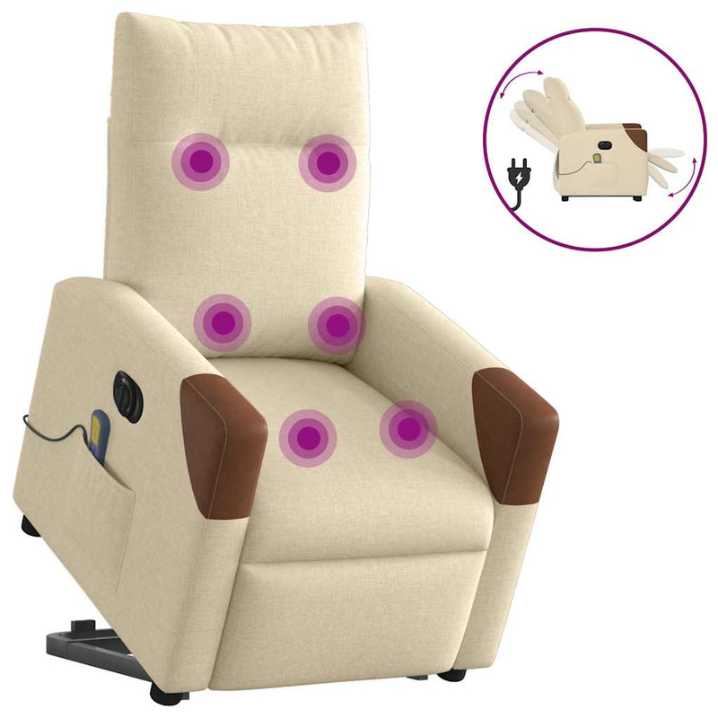 Elektrischer Massagesessel Mit Aufstehhilfe Stoff Creme