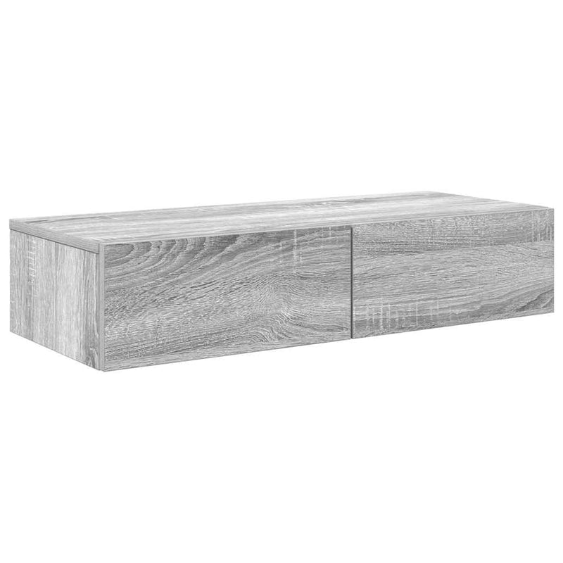 Wandregal mit Schubladen Grau Sonoma 80x33x17 cm Holzwerkstoff