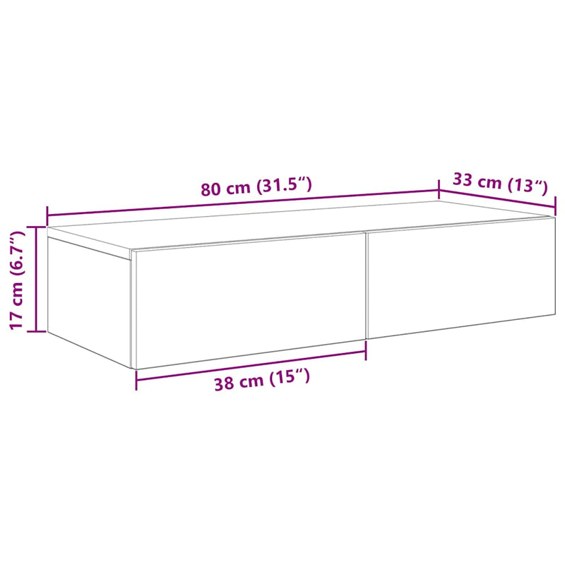 Wandregal mit Schubladen Grau Sonoma 80x33x17 cm Holzwerkstoff