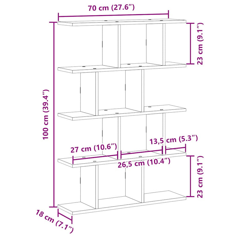 Würfelregal 12 Fächer Räuchereiche Holzwerkstoff