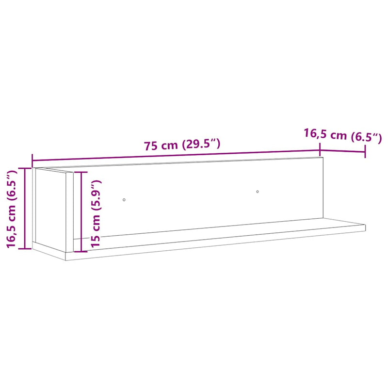 Wandregale 2 Stk. Weiß 75x16,5x16,5 cm Holzwerkstoff