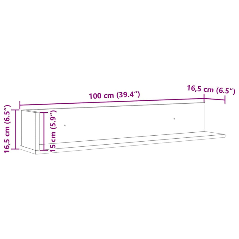 Wandregale 2 Stk. Artisan-Eiche 100x16,5x16,5 cm Holzwerkstoff