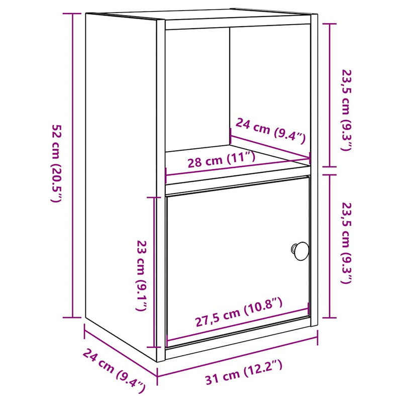 Bücherregal Braun Eichen-Optik 31x24x52 cm Holzwerkstoff