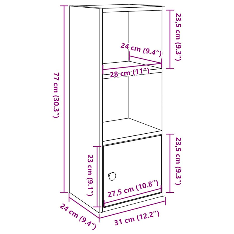 Bücherregal Grau Sonoma 31x24x77 cm Holzwerkstoff