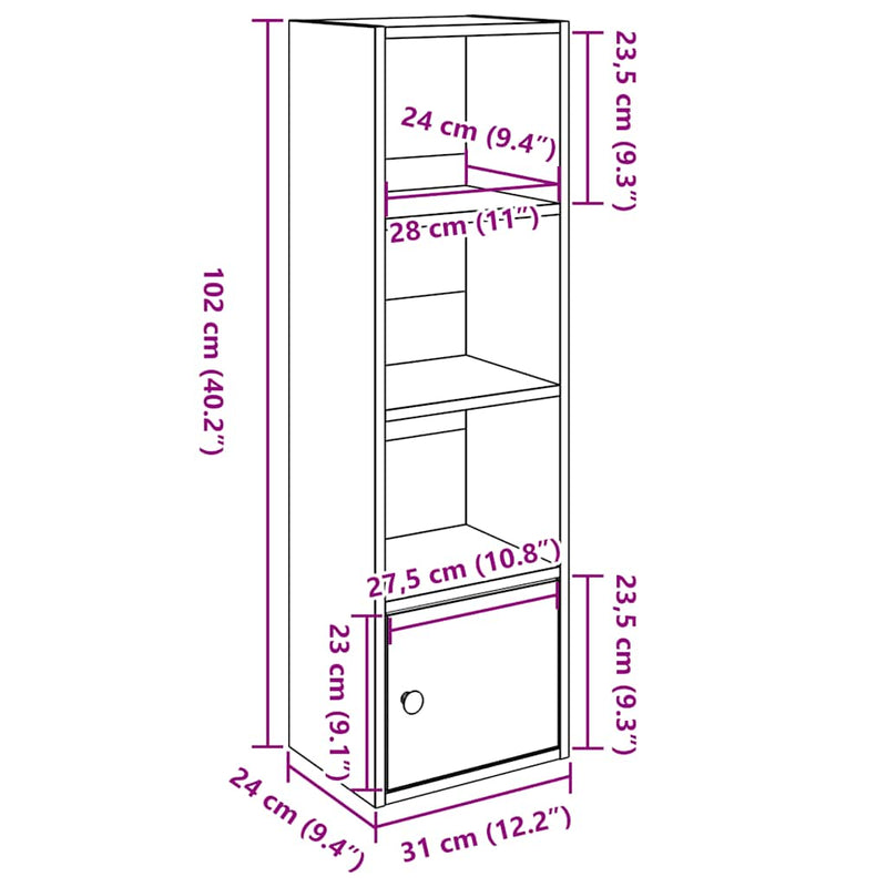 Bücherregal Sonoma-Eiche 31x24x102 cm Holzwerkstoff