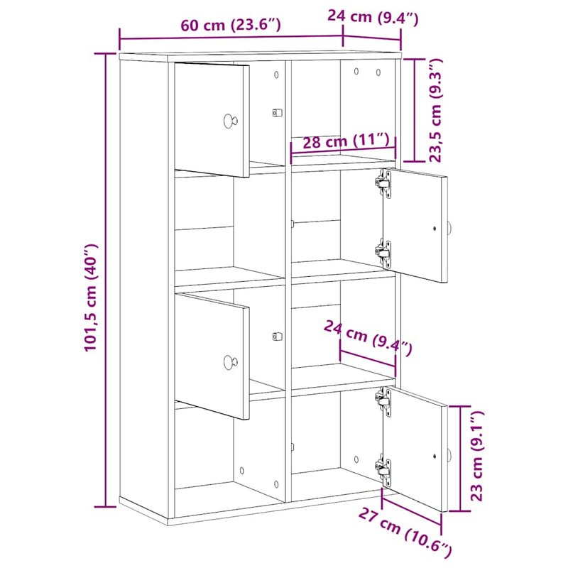 Bücherregal Schwarz Eichen-Optik 60x24x101,5 cm Holzwerkstoff