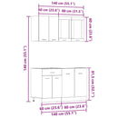 4-Tlg. Küchenschrank-Set -Optik Holzwerkstoff