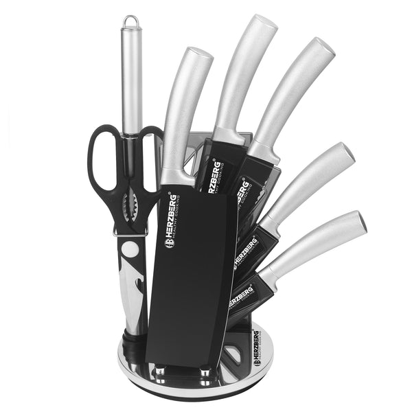Herzberg 8-teiliges Messerset mit Acrylständer – Carbon